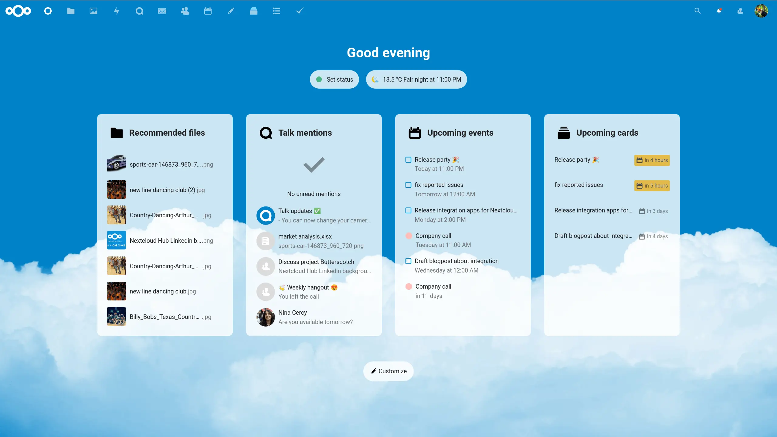 Nexcloud Dashboard